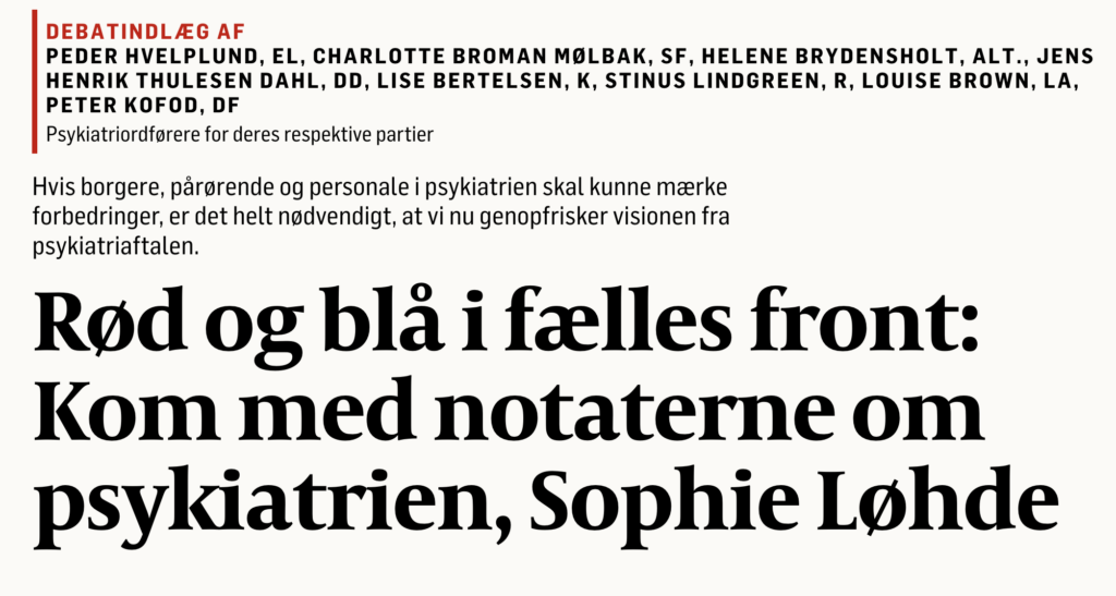 Debat: Kommentar til 10-års plan for psykiatri